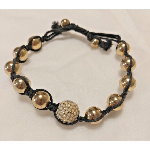 3 Lot Shamballa Handmade Gold Round Beads Braided Adjustable Bracelet Unisex NWT - Picture 8 of 10